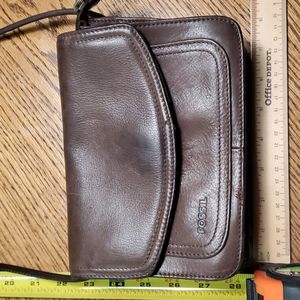 Fossil brown genuine leather crossbody